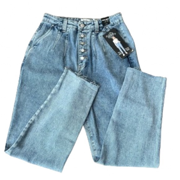 Simple Society Denim - Simple Society NEW Mom Jean Highrise Roll Cuff Button Fly Jeans